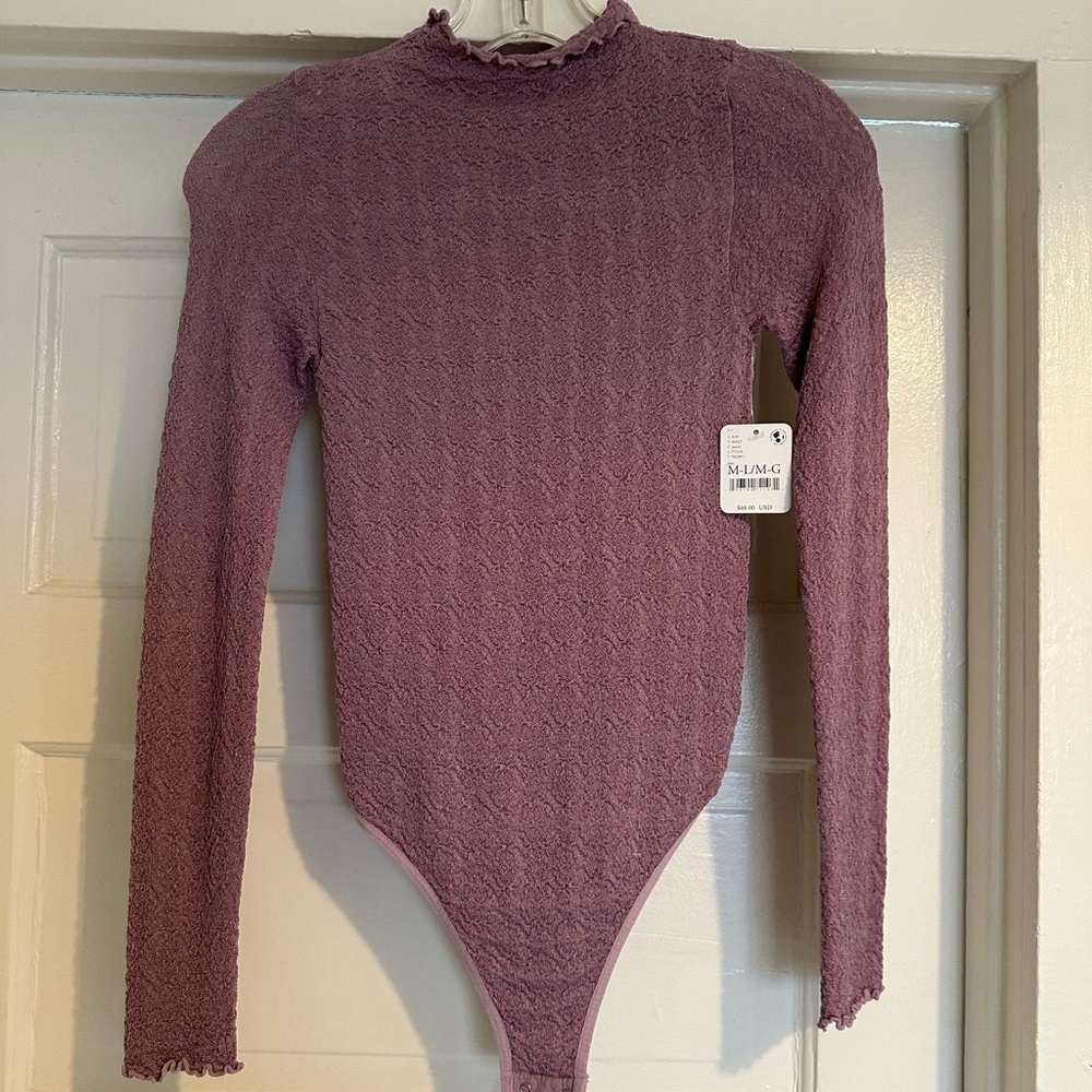 Free People Purple Cowl Neck Bodysuit
